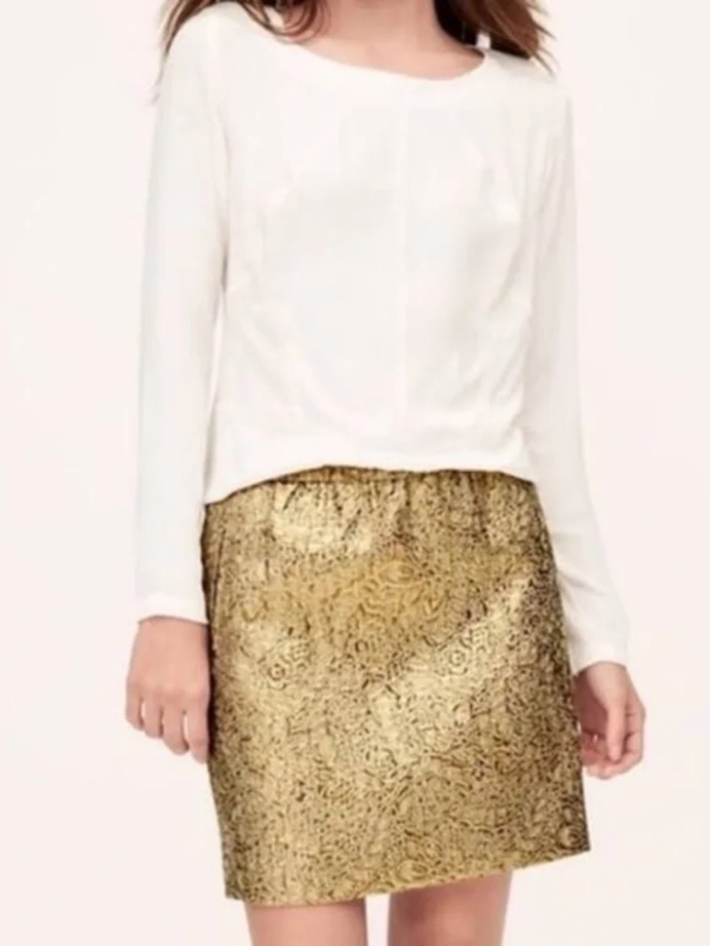 LOFT Metallic Gold Jacquard Mini Skirt - XL